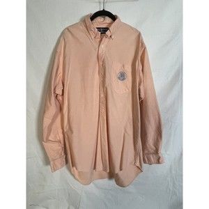 Ralph Lauren Vintage Pullover Button Down Shirt Pink Salmon Size Large Cotton